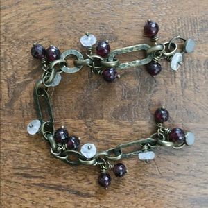 Magnetic Clasp Dangle Bracelet Gemstones Handmade